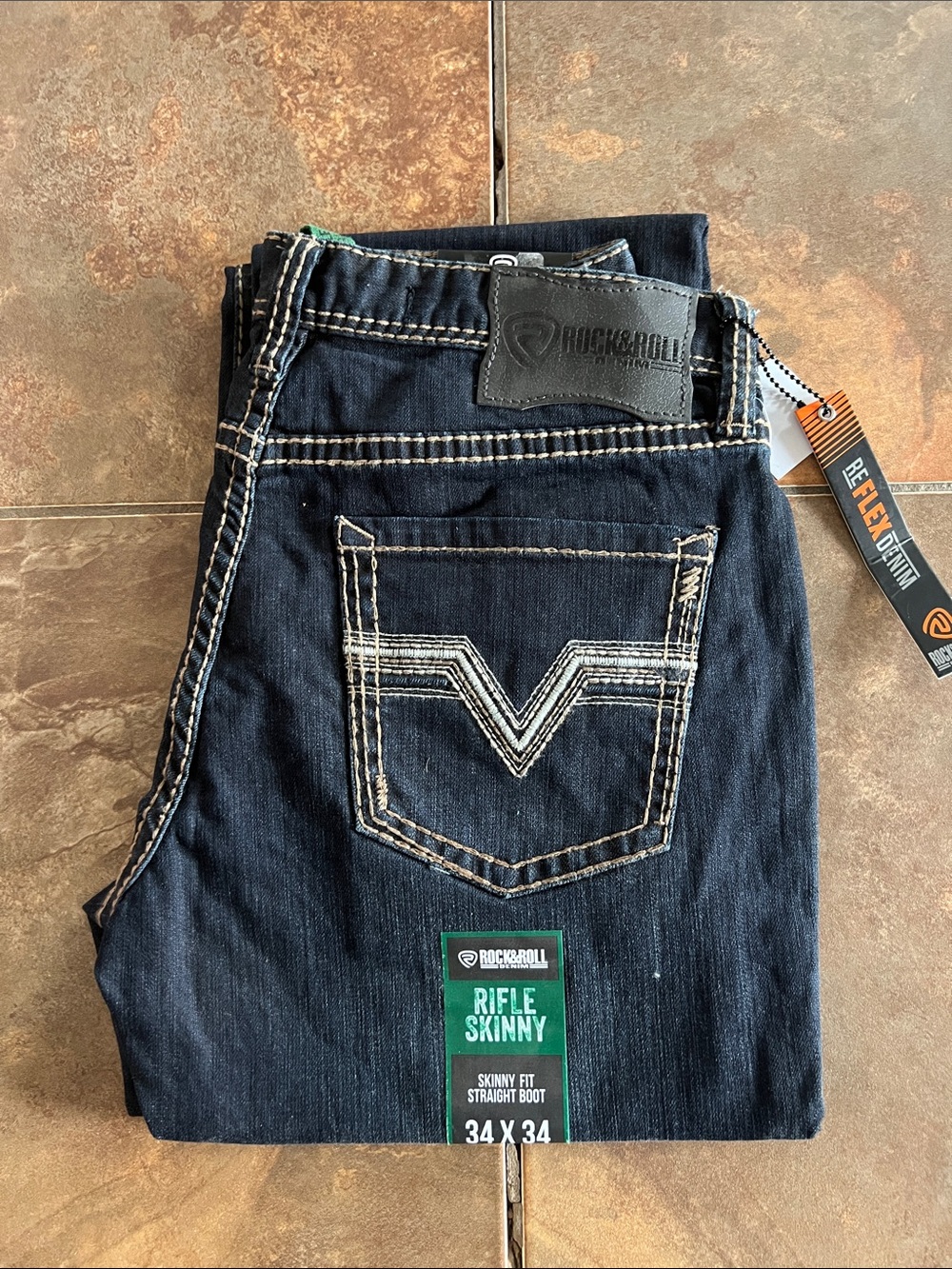 Rock & Roll Denim Rifle Skinny Jeans - Dark Blue Skinny Fit